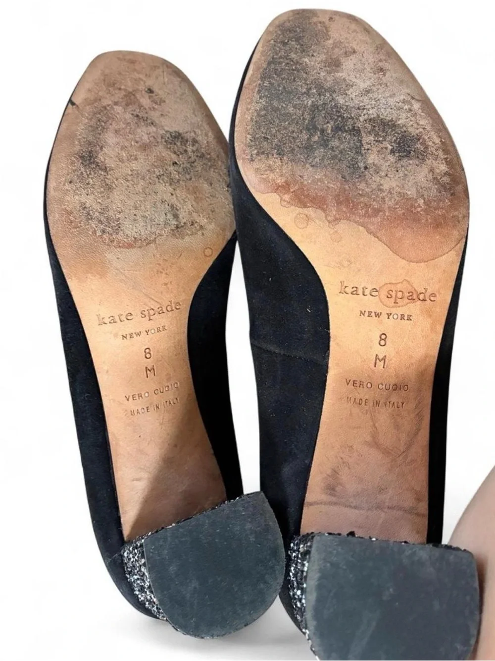 Kate Spade Suede Side 8 sparkle Block heel